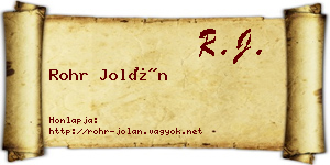Rohr Jolán névjegykártya